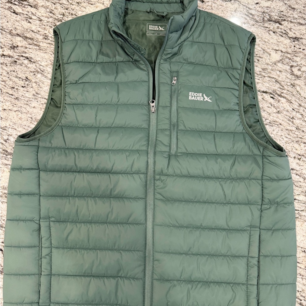 Eddie Bauer Men's Olive Quilted Vest